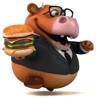 Hamburger - 3d çizim ile eğlenceli çizgi film karakteri