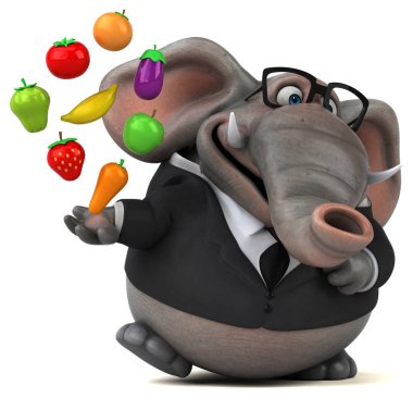 funny cartoon character with fruits and vegetables  - 3D Illustration clipart