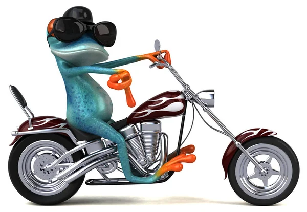 Spaß Cartoon Figur Auf Dem Motorrad Illustration — Stockfoto