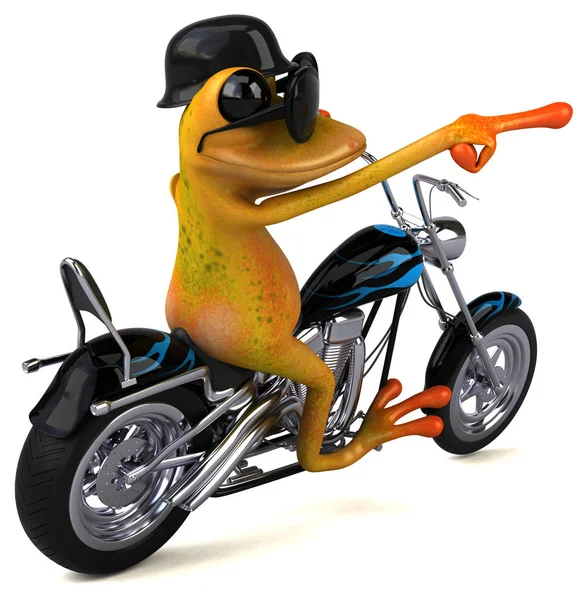 Fun Cartoon Character Motorbike Illustration — Stock Photo, Image
