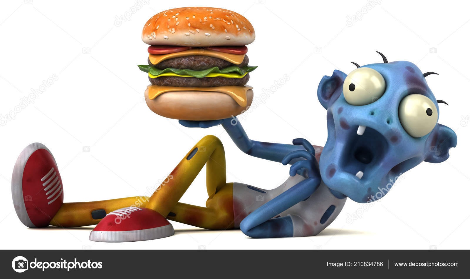 Hilarious 3d Dino Munching On A Burger Background, 3d Cartoon, 3d  Character, 3d Illustrations Background Image And Wallpaper for Free Download