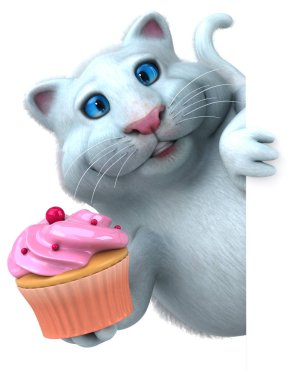 Komik karikatür karakter ile cupcake - 3d çizim