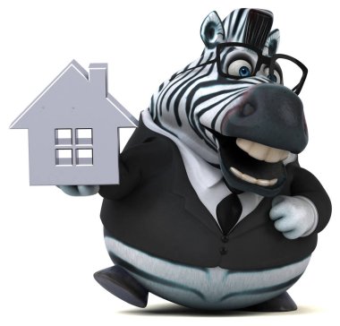 komik çizgi film karakteri ile ev - 3d çizim