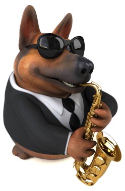 Müzik - 3d çizim komik çizgi film karakteri