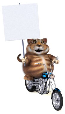 komik çizgi film karakteri üzerinde motosiklet - 3d çizim