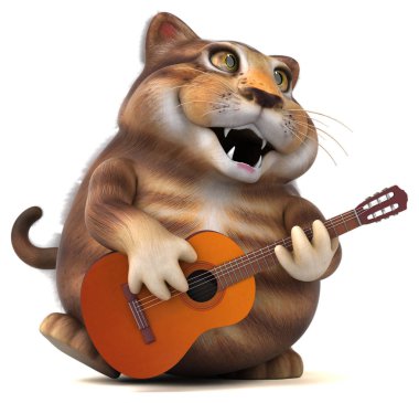 Müzik - 3d çizim komik çizgi film karakteri