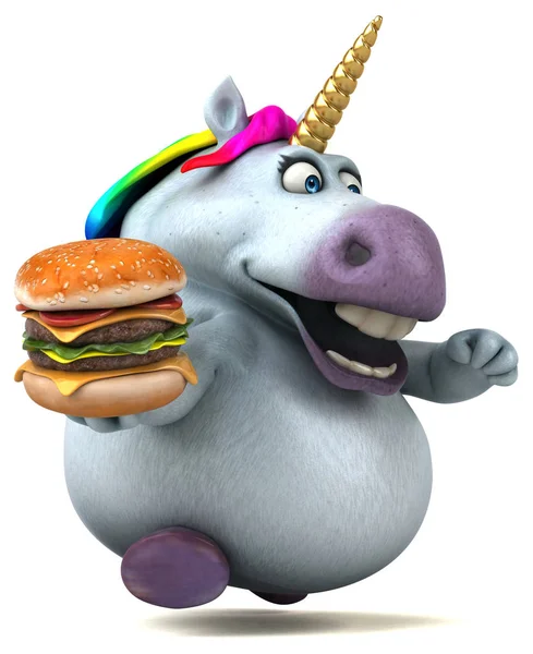 Hamburger Çizim Ile Eğlenceli Çizgi Film Karakteri — Stok fotoğraf
