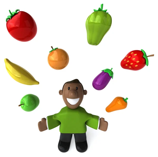 Cara Dos Desenhos Animados Com Frutas Legumes Ilustração — Fotografia de Stock