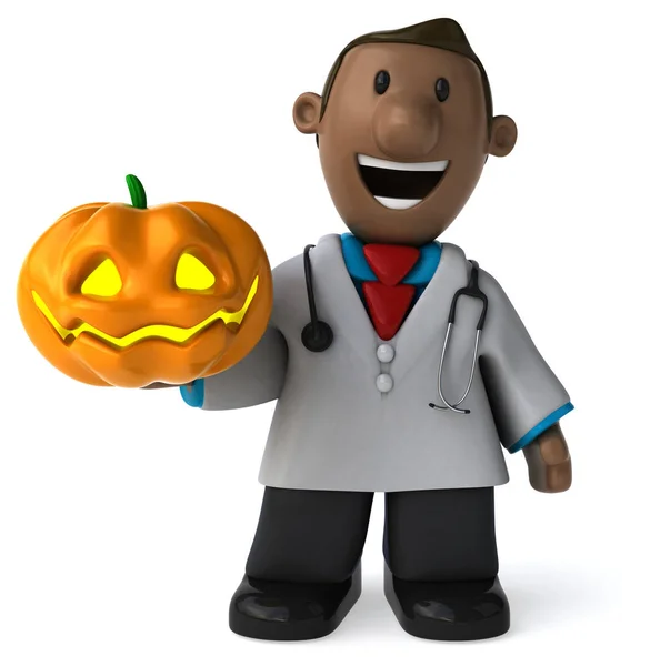 Médico Divertido Con Calabaza Ilustración —  Fotos de Stock