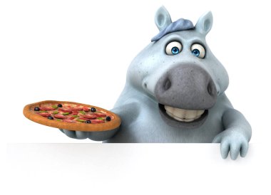 Komik karikatür karakter pizza - 3d çizim