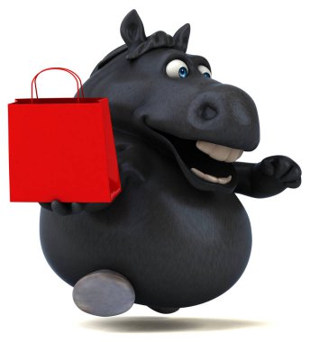 Eğlenceli çizgi film karakteri ile alışveriş çantası - 3d çizim