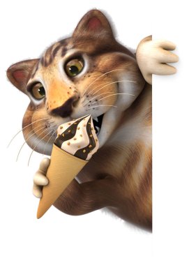 eğlenceli çizgi film karakteri dondurma - 3d çizim ile