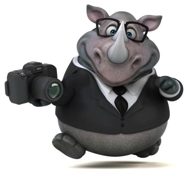 Komik karikatür karakter ile kamera - 3d çizim