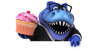 Komik karikatür karakter ile cupcake - 3d çizim