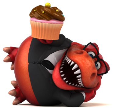 Komik karikatür karakter ile cupcake - 3d çizim