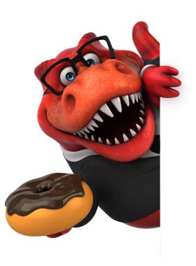 Komik karikatür karakter ile çörek - 3d çizim