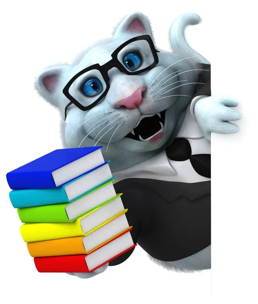 Spaß Cartoon Figur Mit Büchern Illustration — Stockfoto