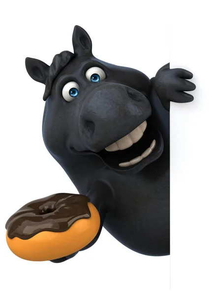 funny cartoon character with donut   - 3D Illustration