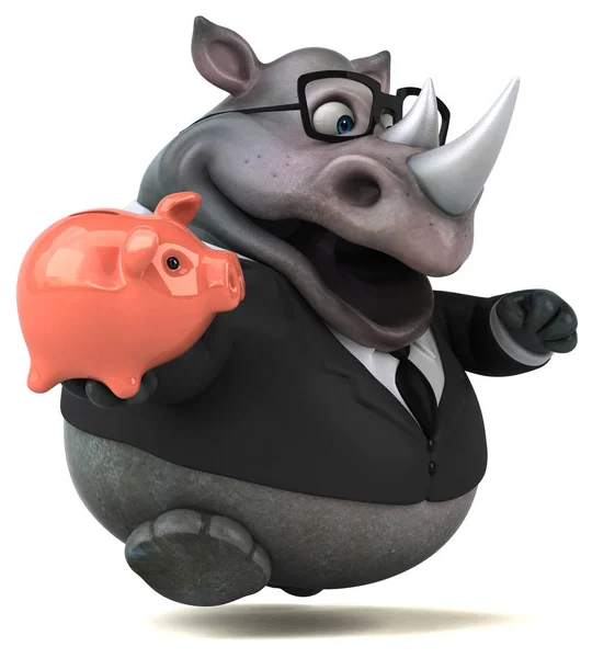 Spaß Cartoon Figur Mit Sparschwein Illustration — Stockfoto