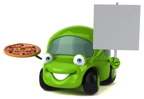 Funny Cartoon Character Pizza Illustration — Stock Photo, Image