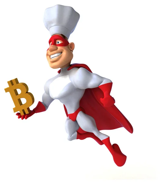 Funny Cartoon Character Bitcoin Illustration — Stock Photo, Image