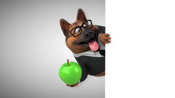 Rolig Tecknad Figur Med Apple Animation — Stockvideo