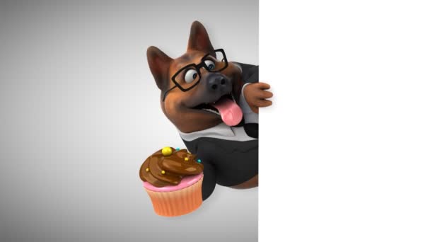 Fun Cartoon Character Cupcake Animation — Stock Video