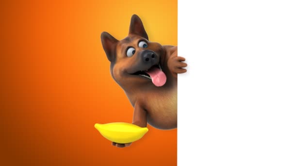 Spaß Zeichentrickfigur Hund Mit Banane Animation — Stockvideo