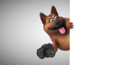 Oyunculuk köpek çizgi film karakteri ile kamera - 3d animasyon 