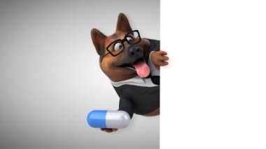 Oyunculuk köpek çizgi film karakteri ile hap - 3d animasyon 