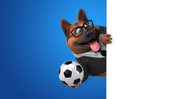 Fun Dog Cartoon Character Ball Animation — Stock Video