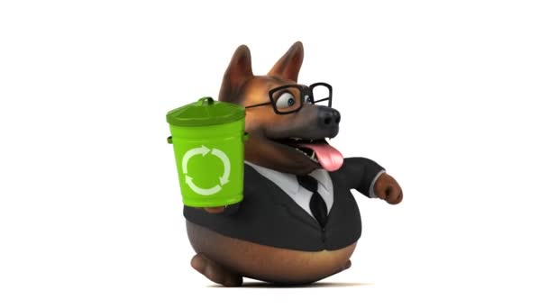 Spaß Hund Cartoon Figur Mit Papierkorb Animation — Stockvideo