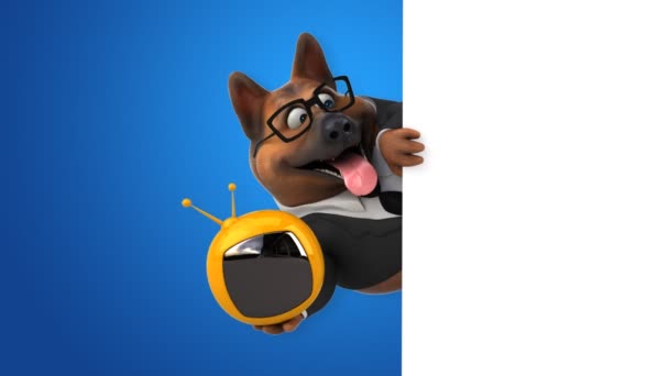 Fun Cartoon Character Dog Animation — Stock Video