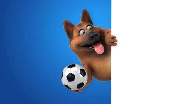 Fun Dog Cartoon Character Ball Animation — Stock Video