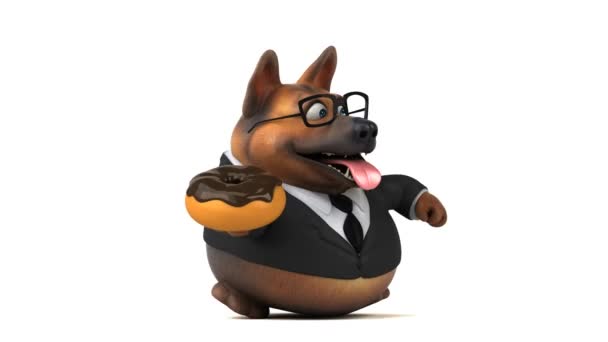 Divertido Personaje Dibujos Animados Perro Con Rosquilla Animación — Vídeos de Stock