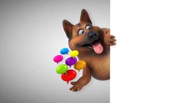 Fun Dog Cartoon Character Bubbles Animation — Stock Video