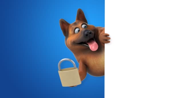 Fun Dog Cartoon Character Padlock Animation — Stock Video