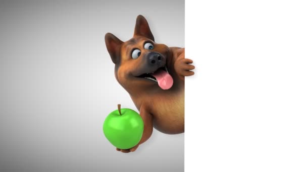 Rolig Tecknad Figur Med Apple Animation — Stockvideo