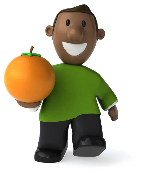 Rolig Tecknad Figur Med Orange Illustration — Stockfoto