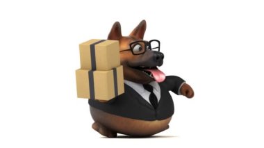 Eğlenceli çizgi film karakteri köpek kutular - 3d animasyon ile 