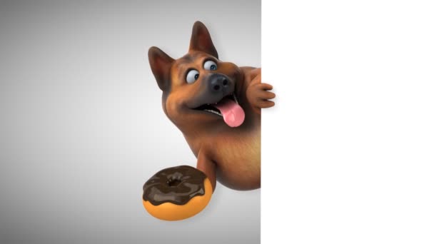 有趣的卡通人物狗甜甜圈 — 图库视频影像