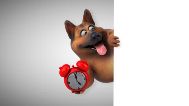 Fun Cartoon Character Dog Alarm Clock Animation — Stock Video