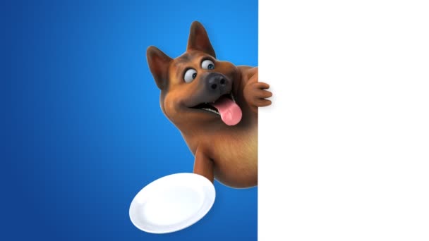 Lustige Zeichentrickfigur Hund Mit Teller Animation — Stockvideo