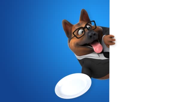 Funny Cartoon Character Dog Plate Animation — Stock Video