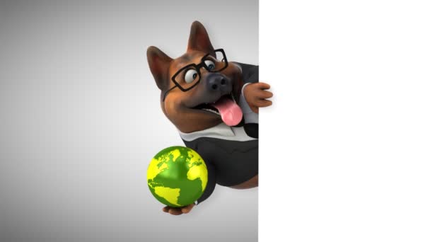 Spaß Cartoon Figur Mit Planet Animation — Stockvideo