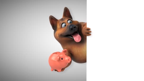 Kul Hund Seriefiguren Med Spargris Animation — Stockvideo