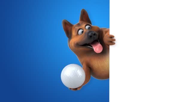 Rolig Tecknad Karaktär Hund Med Boll Animation — Stockvideo