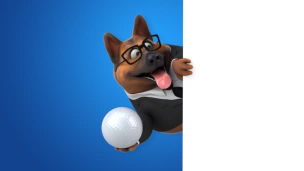 Lustige Zeichentrickfigur Hund Mit Ball Animation — Stockvideo