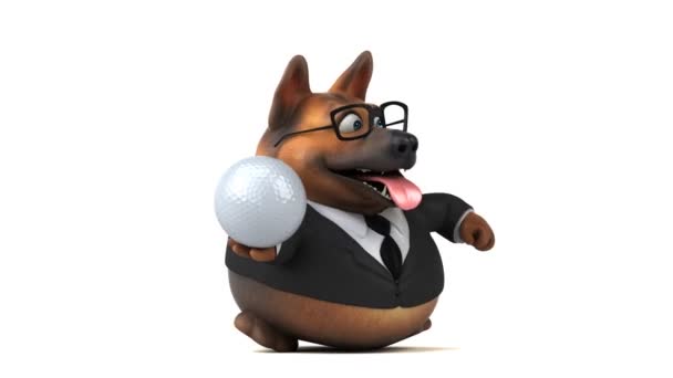 Funny Cartoon Character Dog Ball Animation — Stock Video