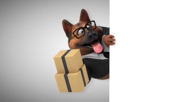 Lustige Zeichentrickfigur Hund Mit Boxen Animation — Stockvideo